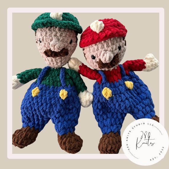 Mario and Luigi Crochet Lovey | Video Game Baby Gift | Handmade Plush | Gamer Nursery