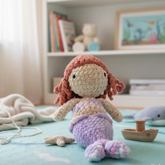 Mermaid Crochet Doll | Handmade Baby Shower Gift | Merbaby Plush | Ocean Nursery Gift