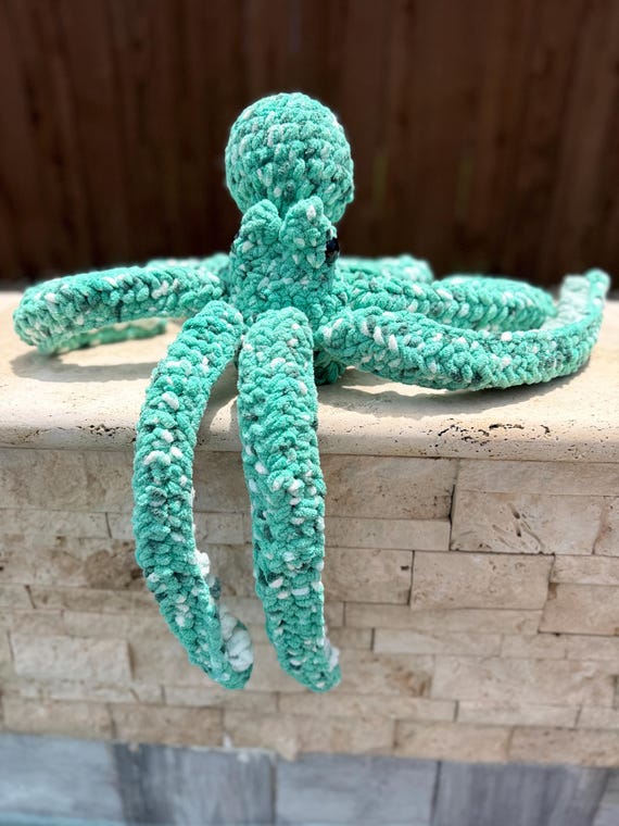 Crochet Octopus Plush, Handmade Blanket Yarn Stuffed Animal, Custom Color Sea Creature