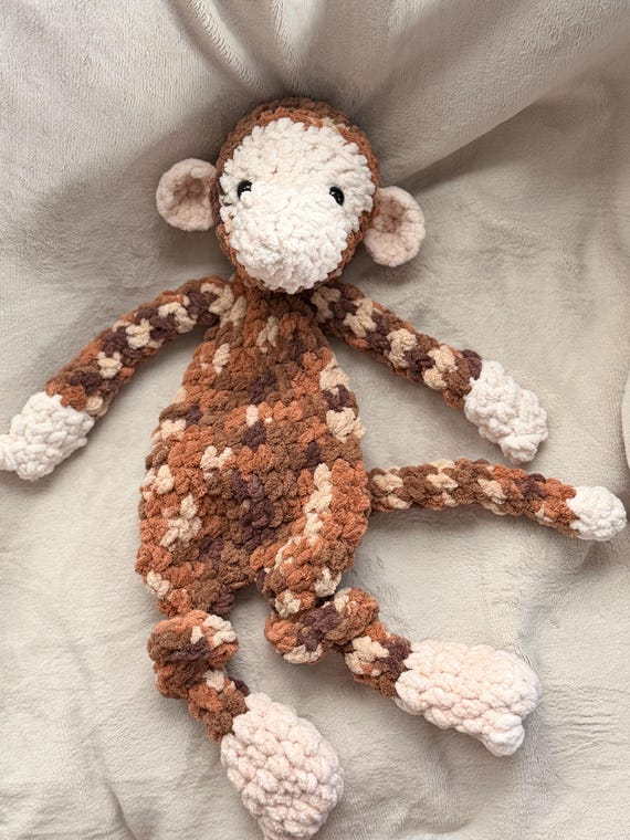Monkey Crochet Plush | Handmade Chenille Stuffed Animal | Safari Baby Shower Gift | Nursery