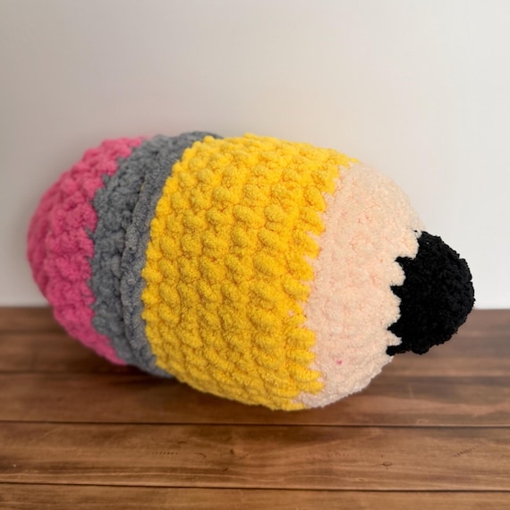 Crocheted Pencil Stress Ball Buddy | Removable Eraser Fidget Plush Toy