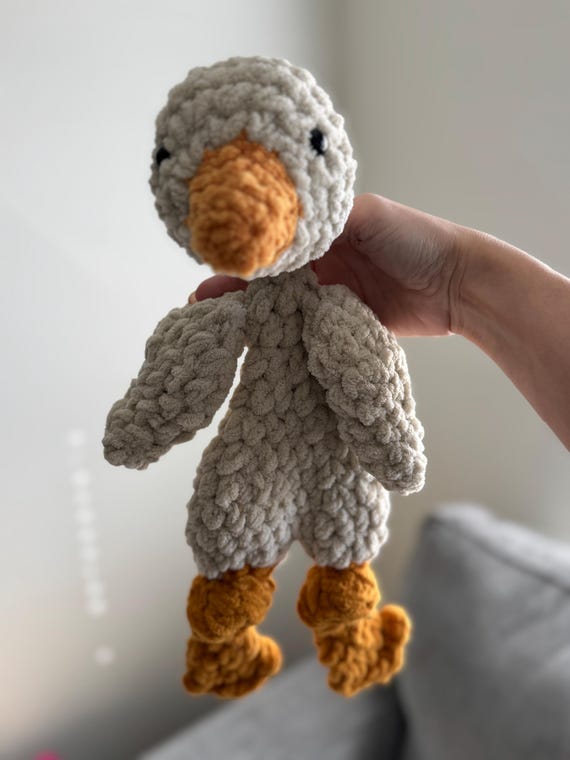 Goose Crochet Plush Lovey | Handmade Baby Shower Gift | Farm Nursery Decor | Stuffed Animal