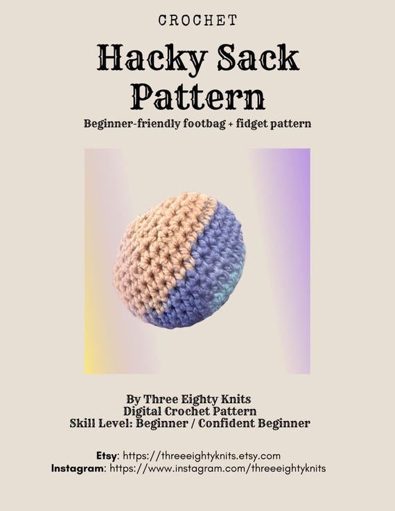 Beginner Crochet Hacky Sack Pattern, Footbag Fidget Toy PDF (Digital Download)