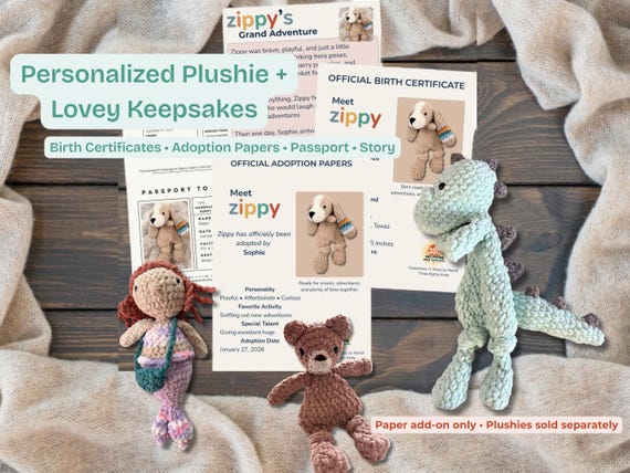 Personalized Birth Certificate Add-On | Adoption Papers, Adventure Passport or Custom Story Keepsake