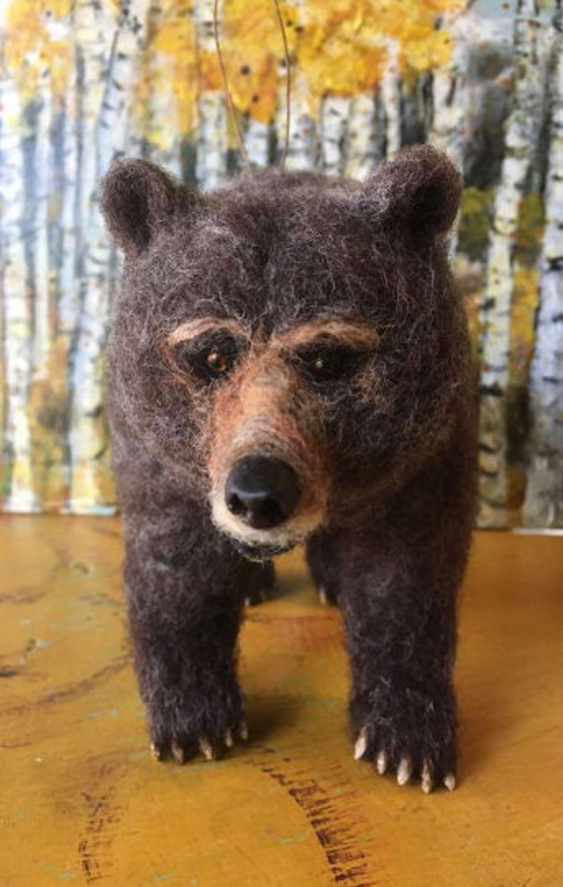 Needle Felted Grizzly Bear MadetoOrder Fiber Art Handmade Etsy