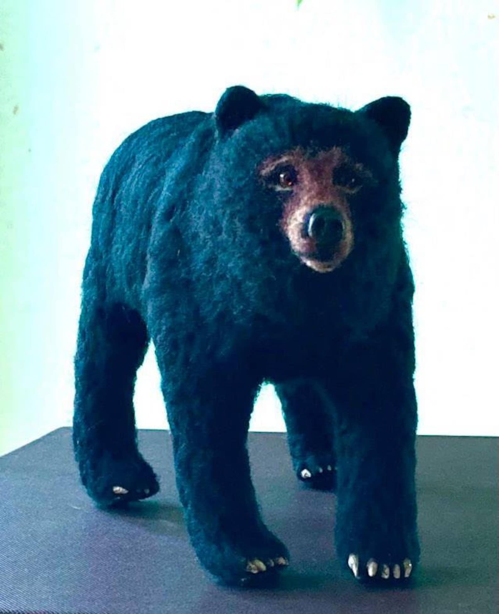 Needle Felted Sculpture of a Black Bear Madetoorder Etsy