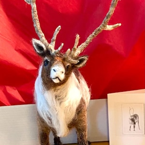 Needle Felted Reindeer Made-to-Order, Fiber Art, Christmas Gifts, OOAK, Unique Handmade Gifts