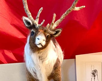 Needle Felted Reindeer Made-to-Order, Fiber Art, Christmas Gifts, OOAK, Unique Handmade Gifts