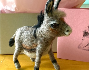 Needle Felted Sculpture of a Burro or Donkey Made-to-Order Only, One of a Kind, Unique, Farm Decor, Country Farm, Fiber Art, Baby Shower