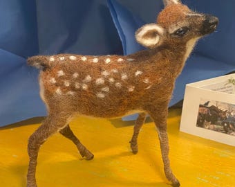 Needle Felted Fawn- Made-to-Order Only, Unique, Handmade, Nature Lovers, Baby Room, One of a Kind, Deer, Woodland Animal