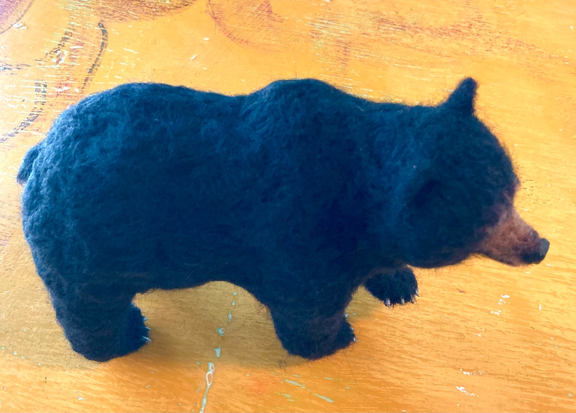 Needle Felted Sculpture of a Black Bear Madetoorder Etsy