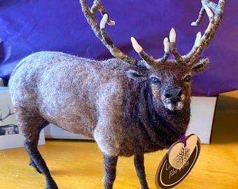 Needle Felted Bull Elk Bugling, Made to Order Only, Nature Lover, Woodland Animal, Rustic Home, Cabin Decor, Fiber Art