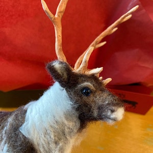 Needle Felted Sculpture of a Reindeer Made-to-Order, Fiber Art, Christmas Gifts, OOAK, Unique Handmade Gifts