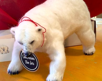 Needle Felted Polar Bear Made-to-Order, Polar Animals, One of a Kind, Fiber Art, Nature Lover, Fiber Sculpture
