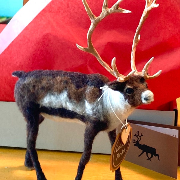 Needle Felted Sculpture of a Reindeer Made-to-Order, Fiber Art, Christmas Gifts, OOAK, Unique Handmade Gifts