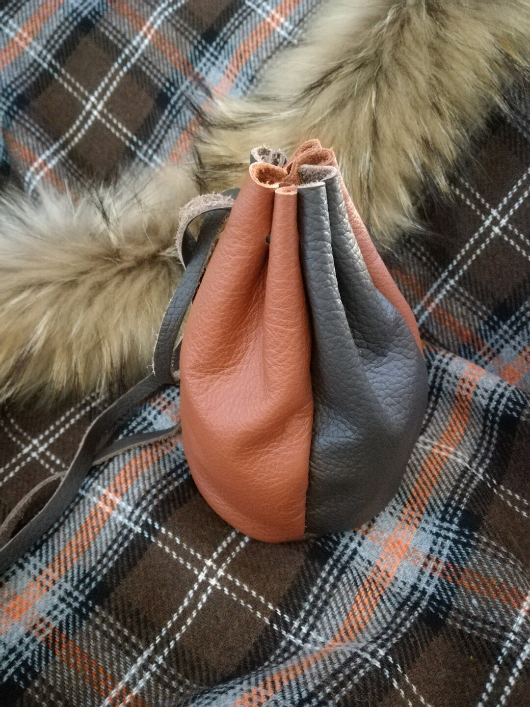 Two-colored Bag 100% Italian Leather Medieval Viking Celtic Renaissance ...