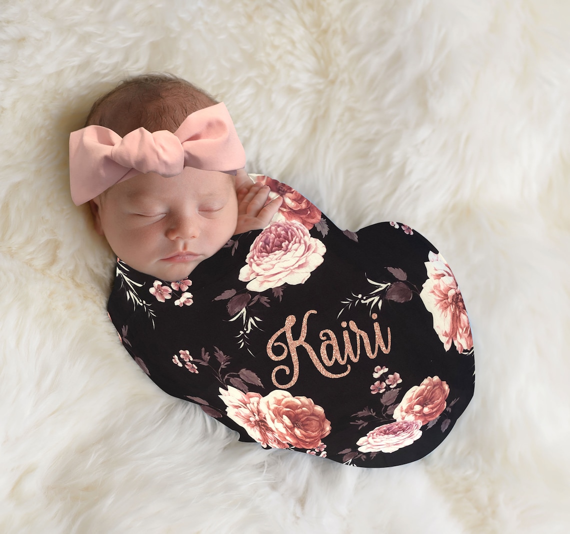 Swaddle Set Girl Newborn Personalized Photoshoot Swaddle Etsy