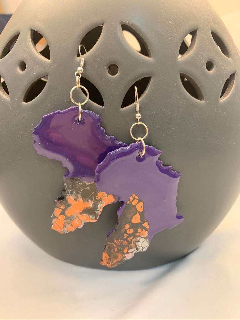 Pour paint earrings handmade earrings lightweight earrings Etsy