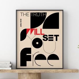 TheTruthWillSetYouFree, Christian Printable wall art , Bible Verse Art, Downloadable Digital Print, Christian Home Decor, Graphic Poster