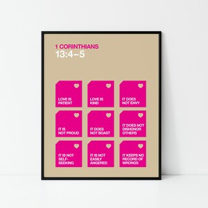 1 Korinther 13 Poster, christliche druckbare Wandkunst, Liebe Bibel Zitat Kunst, herunterladbarer Digitaldruck, christliche Wohnkultur