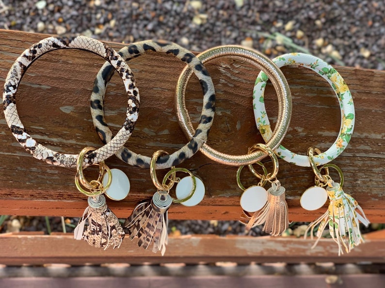 Personalized Key Ring Wristlet Leather Bracelet Key Ring Etsy