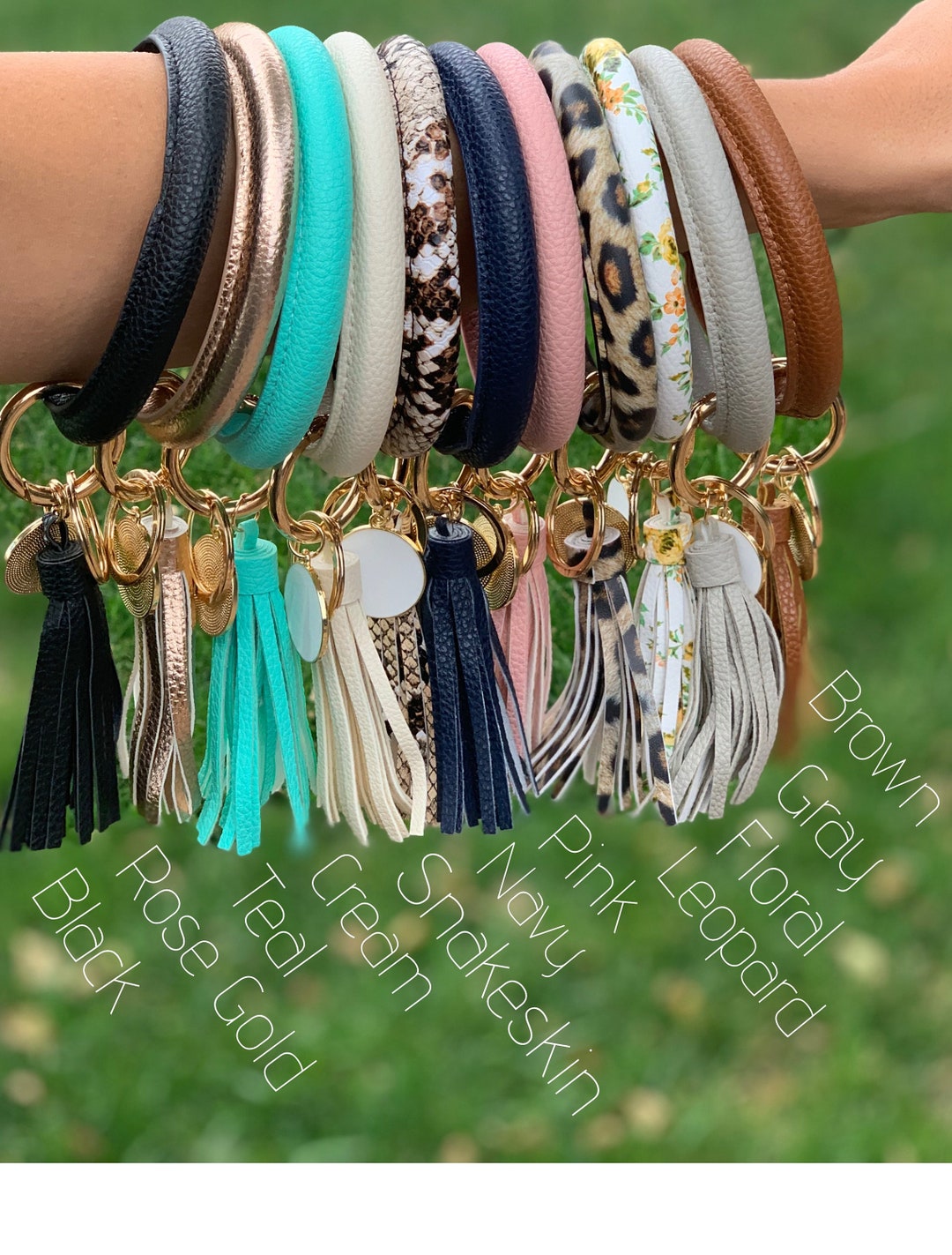 Personalized Key Ring Wristlet Leather Bracelet Key Ring Etsy