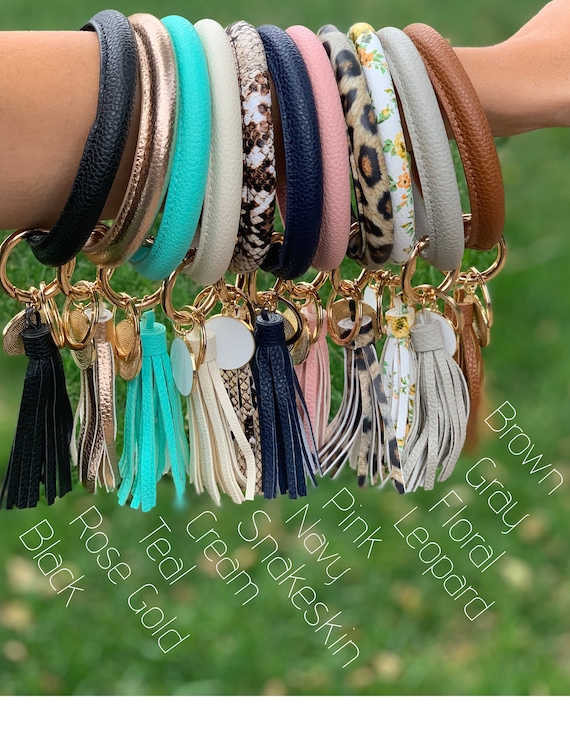 Leather bracelet shop key ring