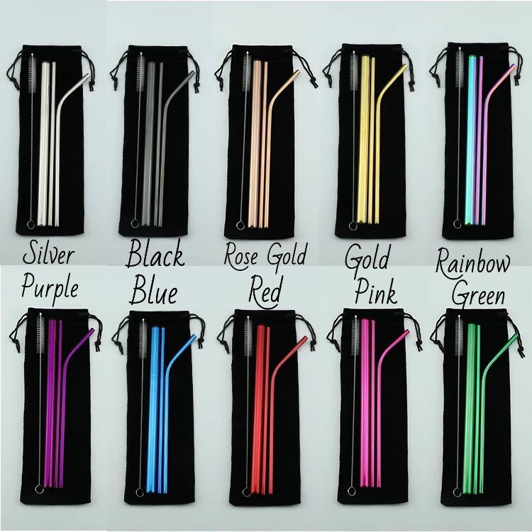 Eco reusable stainless steel straws | sets | boba | smoothie | skinny…