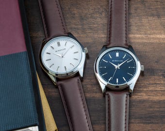Engraved Mens Dress Watch, Personalized Valentines Day Gift