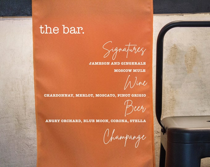 Fabric Wedding Bar Sign Custom Bar Menu Fabric Wedding Etsy