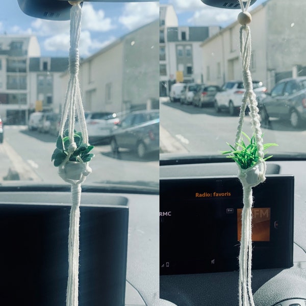 Car charm in macrame / mini suspension for plant