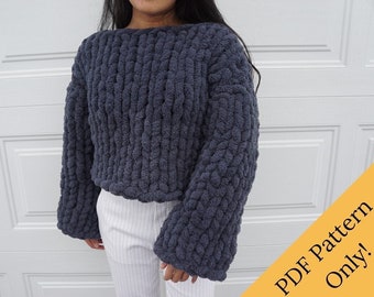 PATTERN ONLY for the Cloud Sweater | Chunky Knit Sweater Pattern, Super Jumbo Knit Sweater Pattern, Winter Sweater Pattern, Unique Patterns