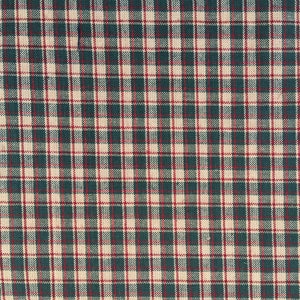Tan, Green & Red Small Plaid  Cotton Homespun Fabric