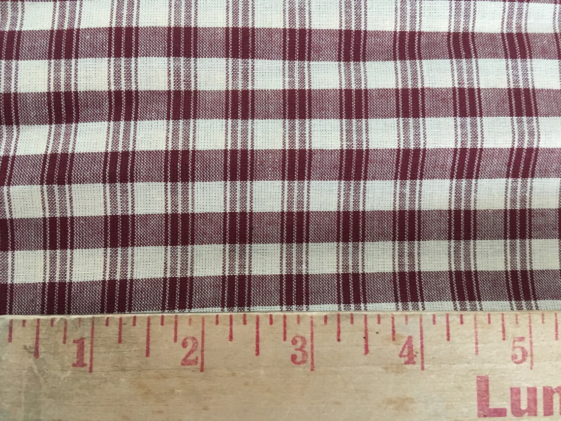 A Red and Cream Plaid Homespun Fabric | Etsy