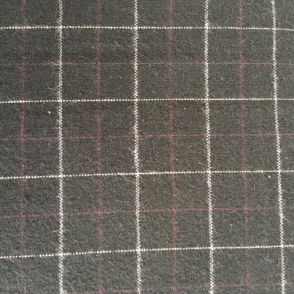 Black , Tan, & Plum Plaid Flannel Homespun Fabric