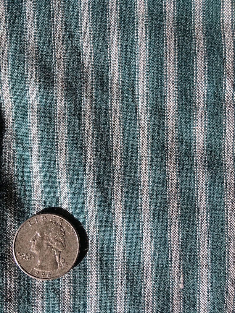 Green & Cream Striped Cotton Homespun Fabric - Etsy