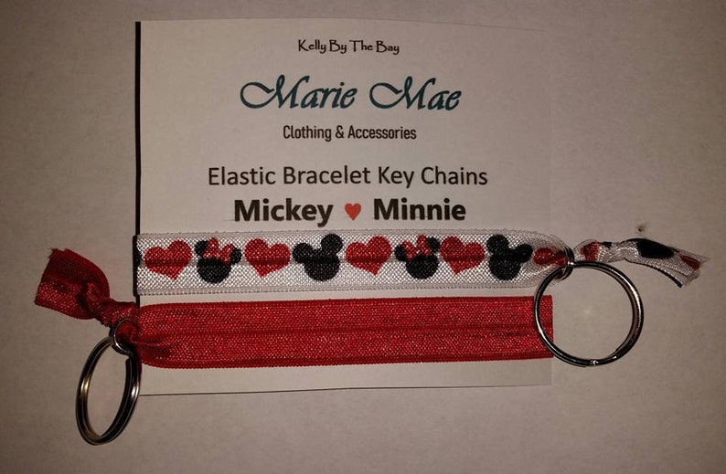 Mickey 3 Minnie Elastic Bracelet Key Chains by Marie Mae