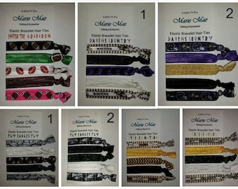 Football NFL Elastic Bracelet Hair Ties - Baltimore Ravens, Philadelphia Eagles, Pittsburgh Steelers, Green Bay Packers - by Marie Mae
