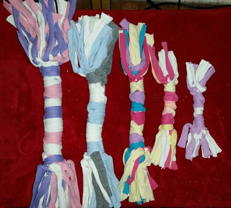by Abberdabber X-Small to X-Large Dog Toy Rag Bones for Dogs Knotted T-Shirt Bones 5 Sizes