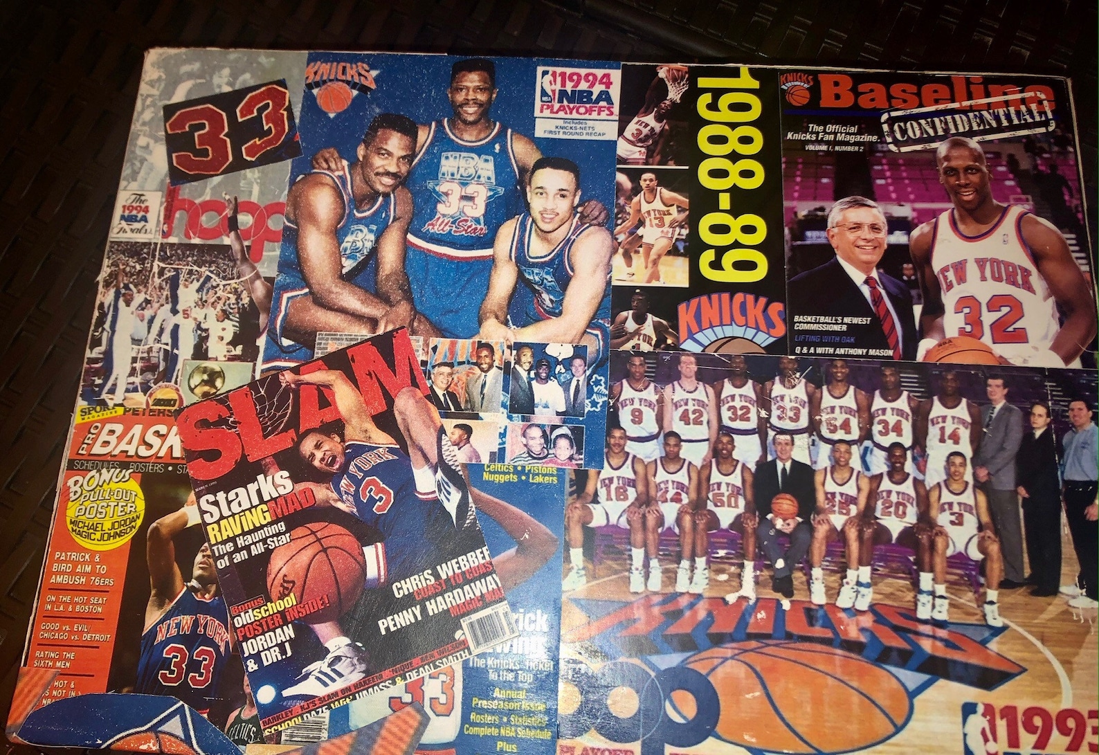 Vintage Sports Magazines New York Knicks Collage Decoupaged Wooden
