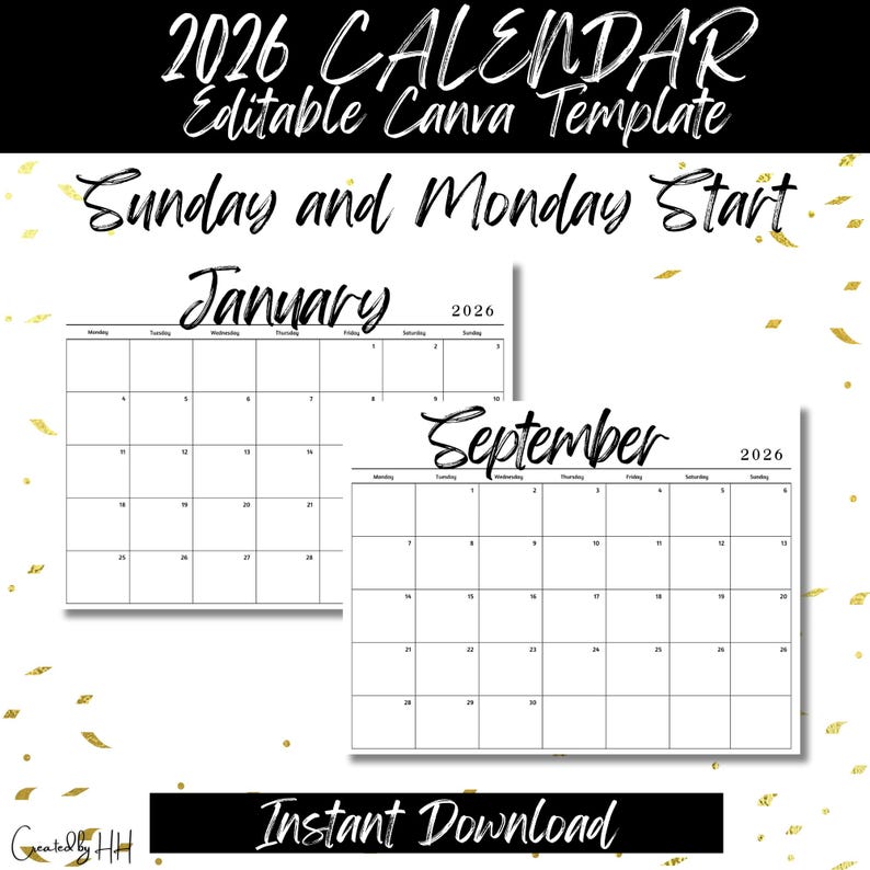2026 Editable & Printable Calendar - Instant Digital Download - Etsy