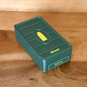 9mm Ammo Storage Box | 3D Printed PETG 9mm Case | Holds 50 Rounds | Stackable Army Green Ammunition Organizer