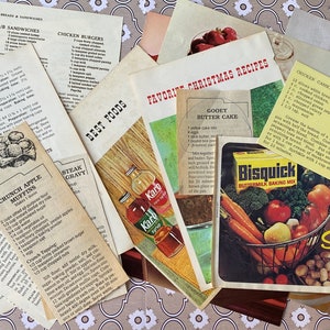 Vintage recipes, magazine pages