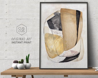 Abstract printable art, Neutral Painting, Modern art prints, Abstract paintings instant download art, Beige, Brown and Black