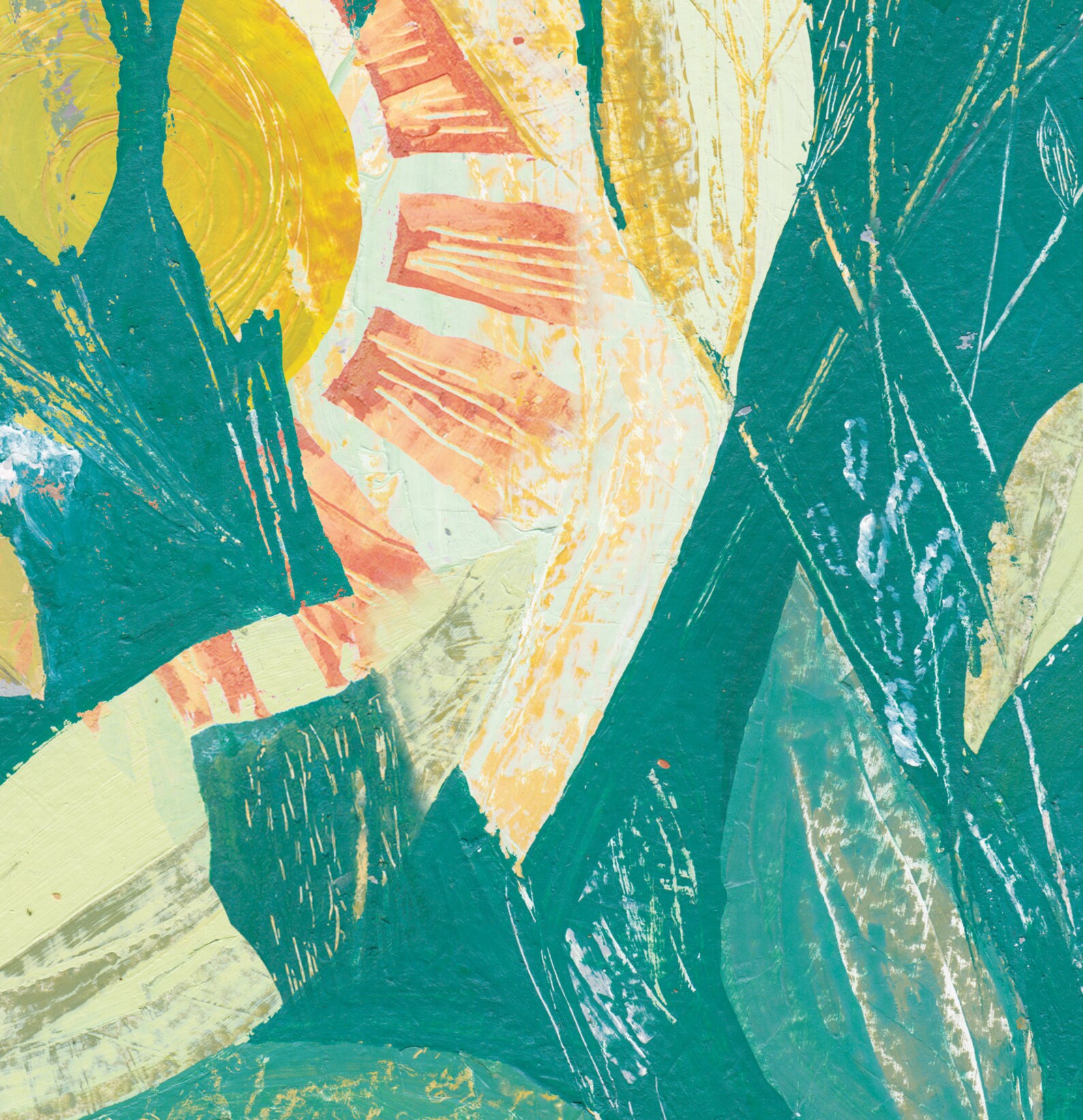 Floral Abstract printable art Teal and orange art print Etsy