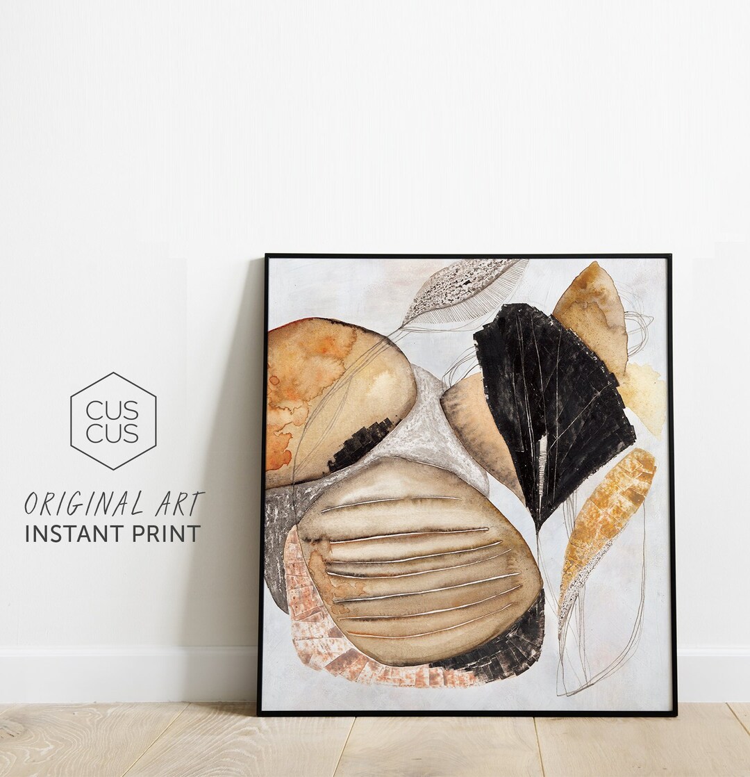 Abstract Black and Gold Art Print, Printable Abstract Wall Art ...
