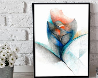 Floral Abstract, Colorful Printable Art, Digital Download