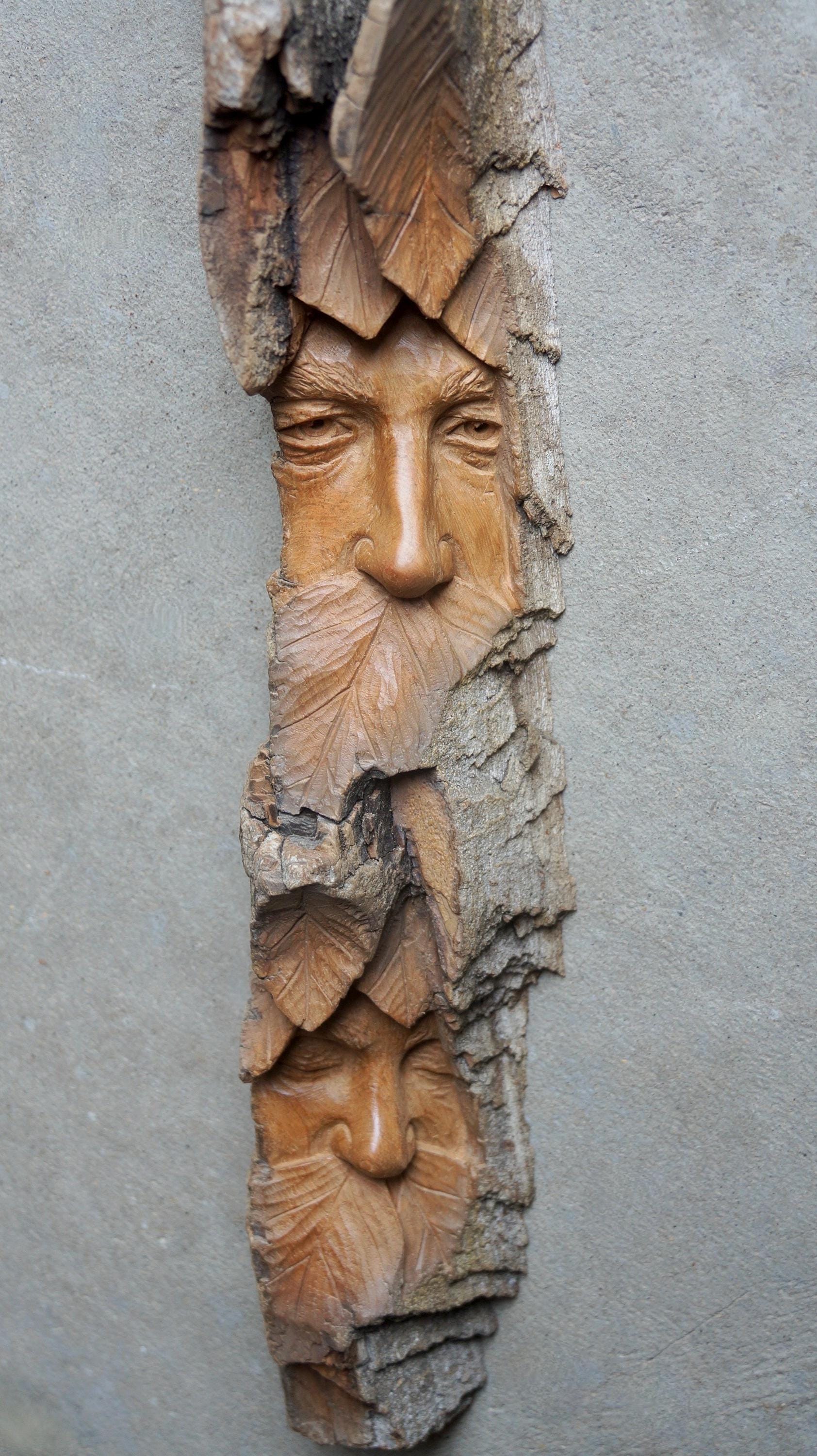 Green Man Double Wood Spirit Brothers | Hand Carved Art by Lucas Kost ...