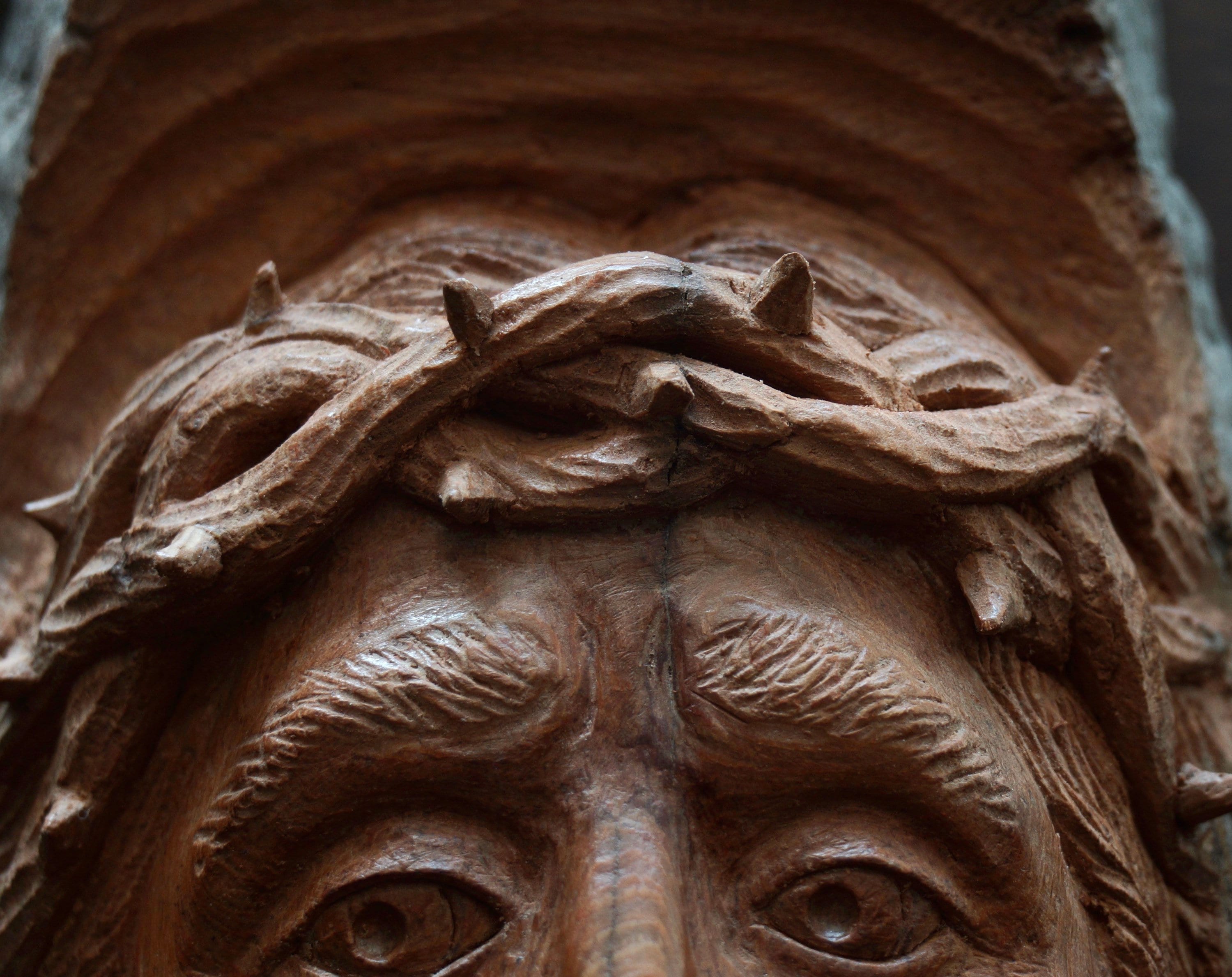 Wood Carving Christ With a Crown of Thorns Etsy