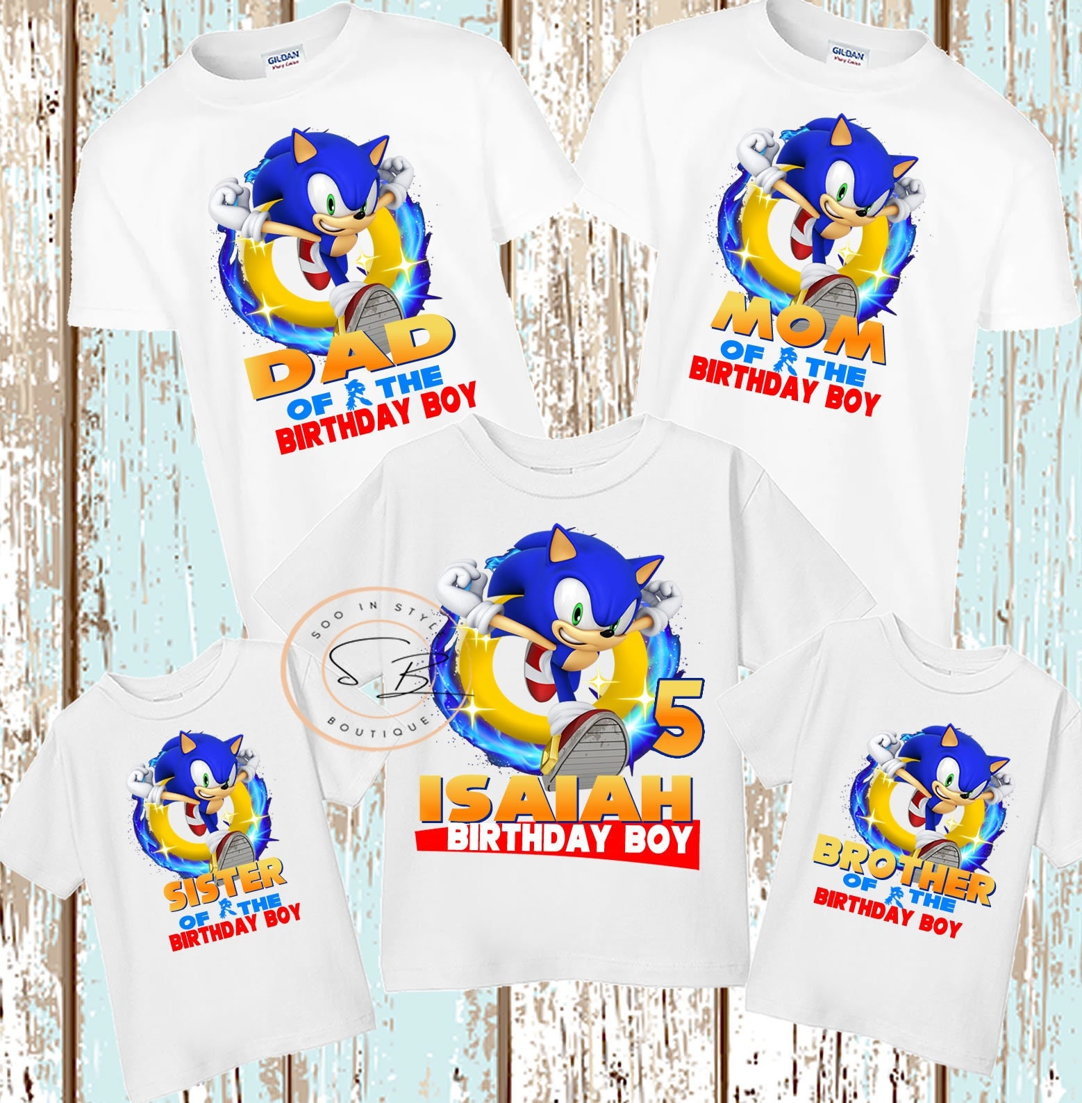 Custom Sonic Birthday Shirt Print Name And Age Png Design Classic T-Shirt -  TourBandTees